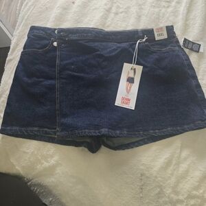 Celebrity Pink Dark Blue Denim Skort Shorts